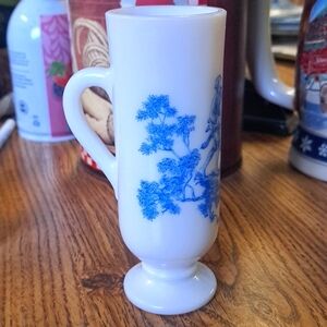 Vintage Avon collectible milk glass blue colonial demitasse coffee cup